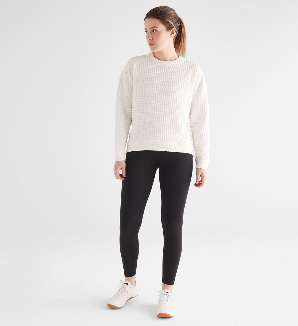 Women NOBULL Quilted Crew Pullover Pullover White | OZJGB-6718