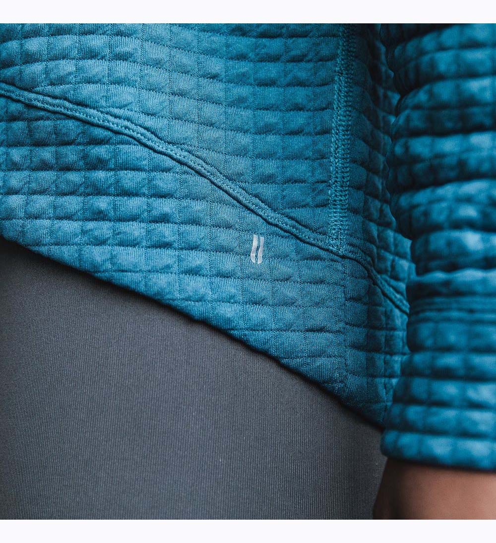 Women NOBULL Quilted Crew Pullover Pullover Steel Blue | FWPXB-9314