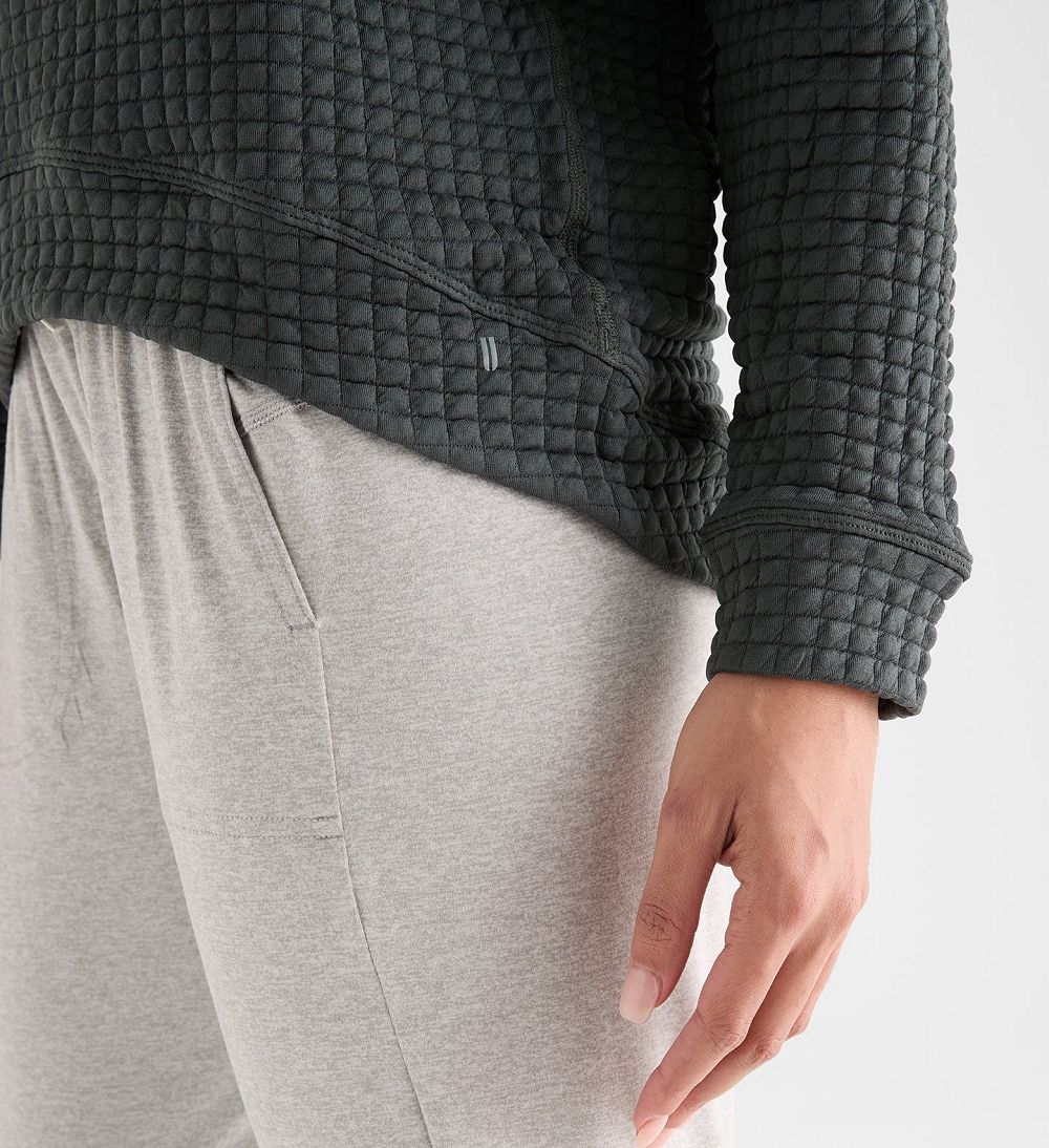 Women NOBULL Quilted Crew Pullover Pullover Dark Shadow | AGXEF-7063