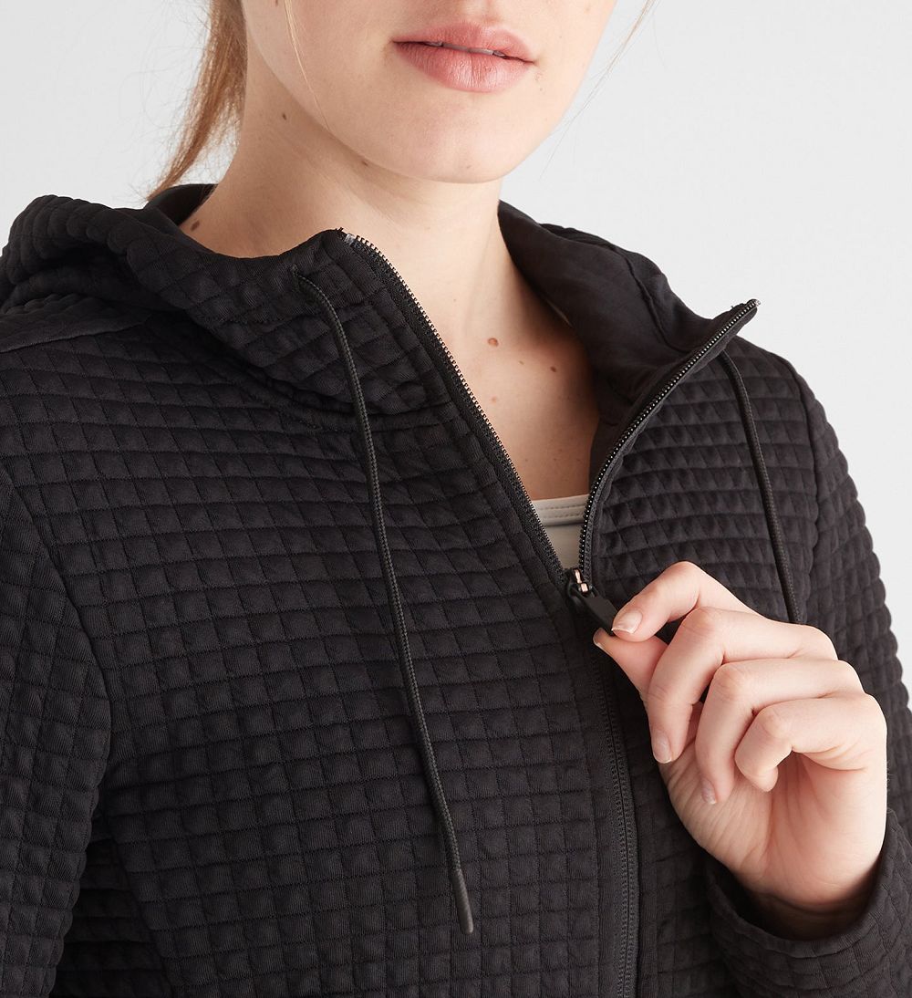 Women NOBULL Quilted Zip-Up Jacket Black | XBUSZ-3801