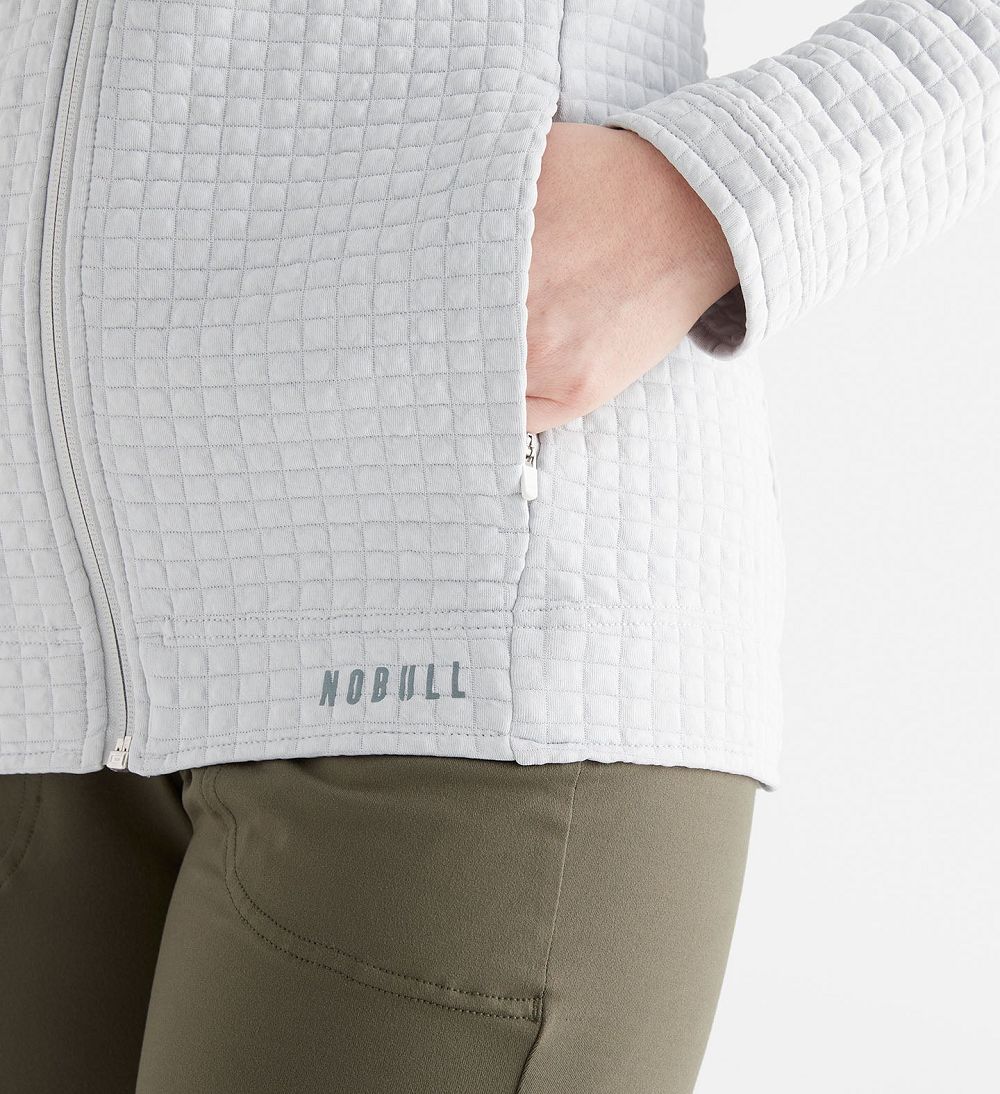 Women NOBULL Quilted Zip-Up Jacket Glacier Grey | ZDGYR-2386