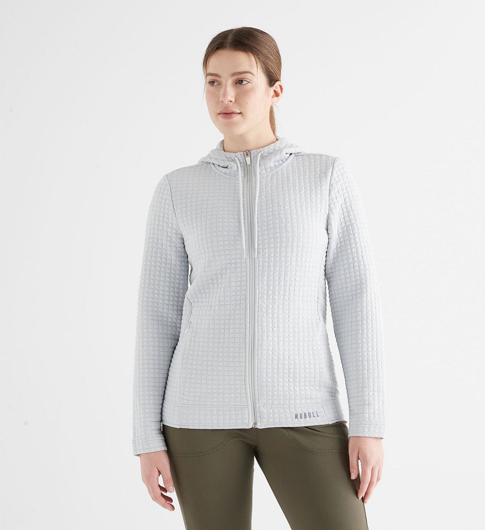 Women NOBULL Quilted Zip-Up Jacket Glacier Grey | ZDGYR-2386