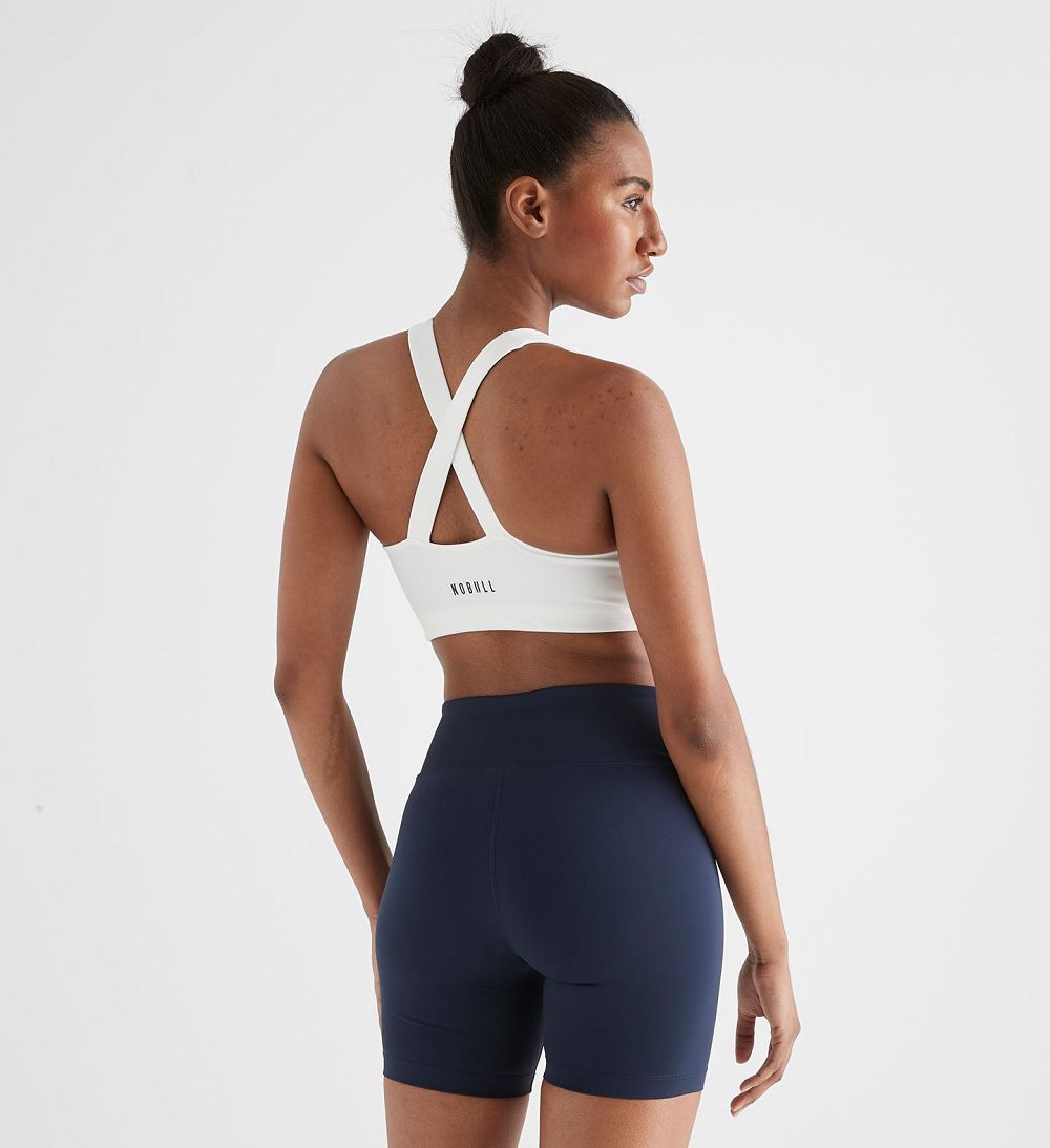 Women NOBULL Sleek Crossback (A-C) Sports Bra White | FLRVP-8629