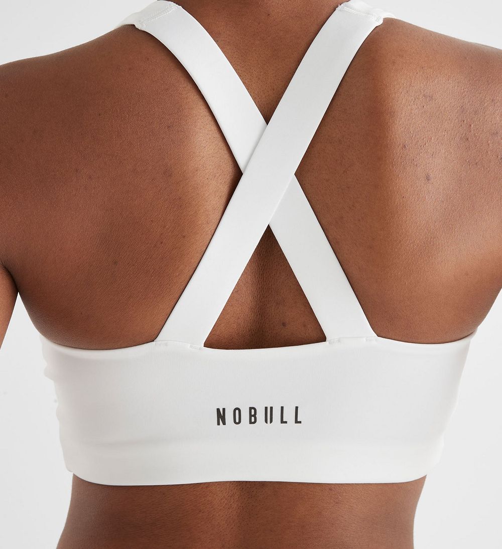 Women NOBULL Sleek Crossback (A-C) Sports Bra White | FLRVP-8629