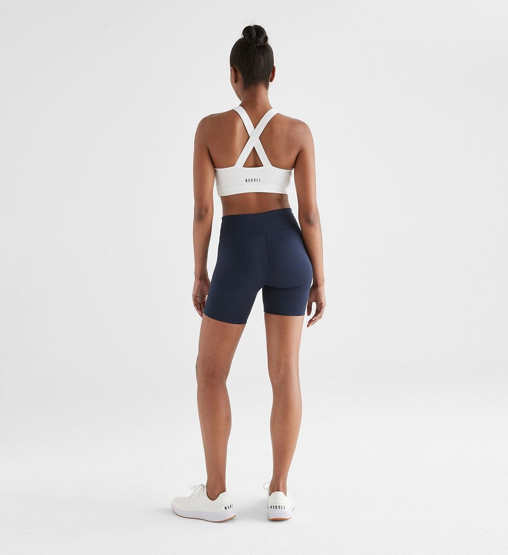 Women NOBULL Sleek Crossback (A-C) Sports Bra White | FLRVP-8629