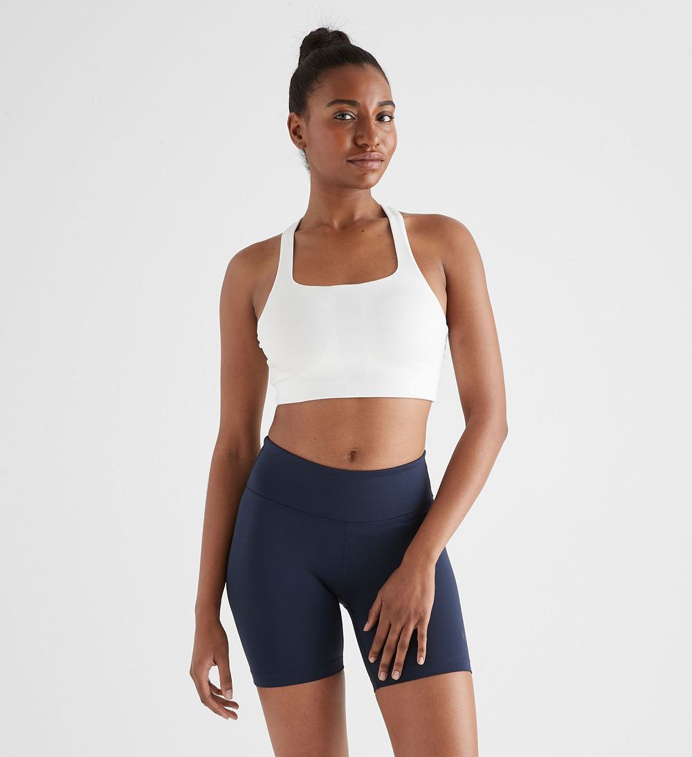 Women NOBULL Sleek Crossback (A-C) Sports Bra White | FLRVP-8629