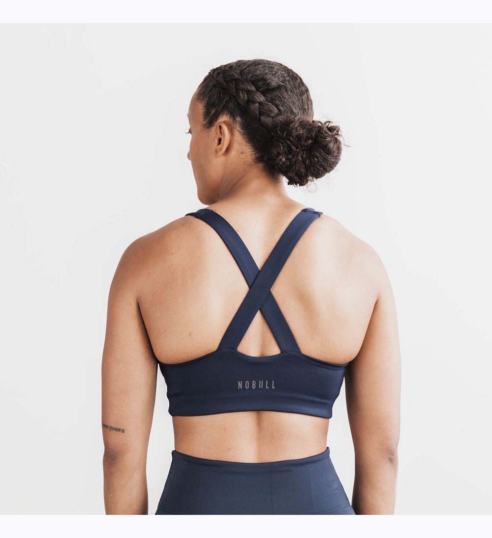 Women NOBULL Sleek Crossback (A-C) Sports Bra Night Navy | WDSJB-9641