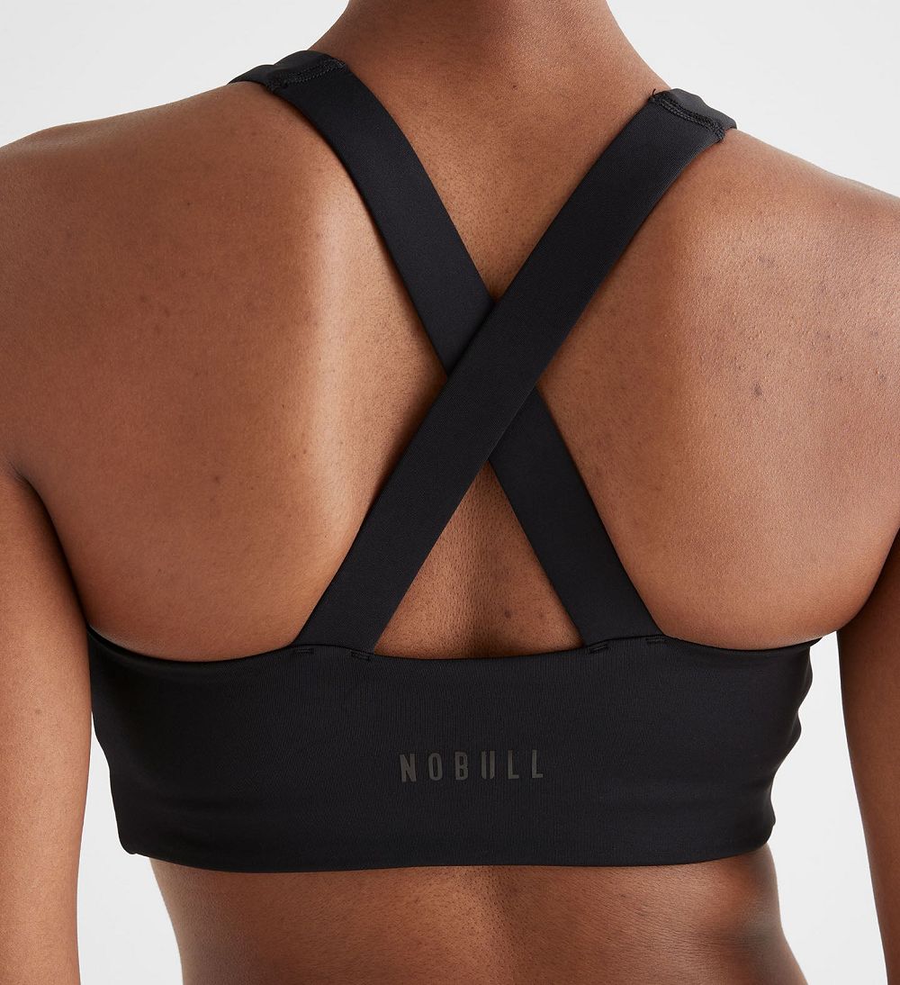 Women NOBULL Sleek Crossback (A-C) Sports Bra Black | AXKYV-7692