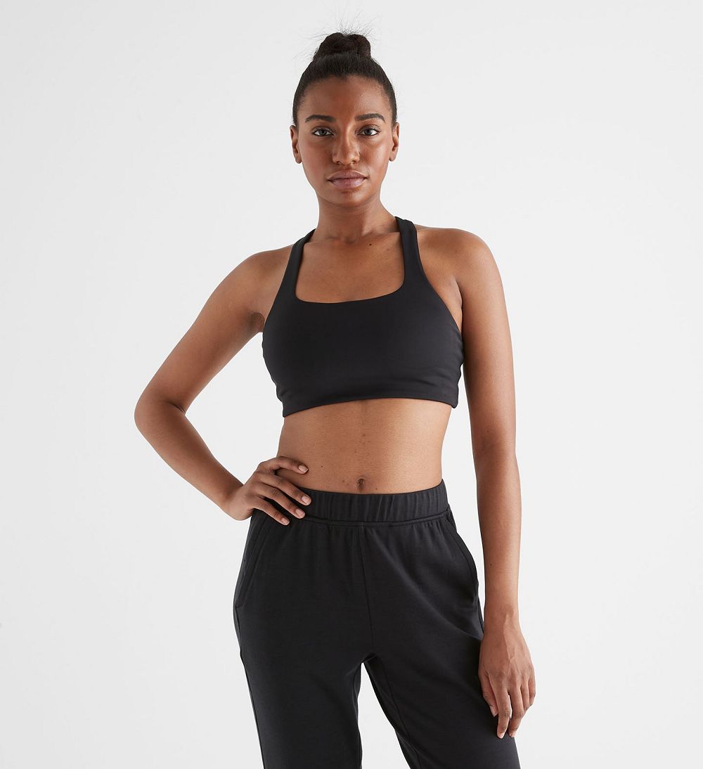 Women NOBULL Sleek Crossback (A-C) Sports Bra Black | AXKYV-7692