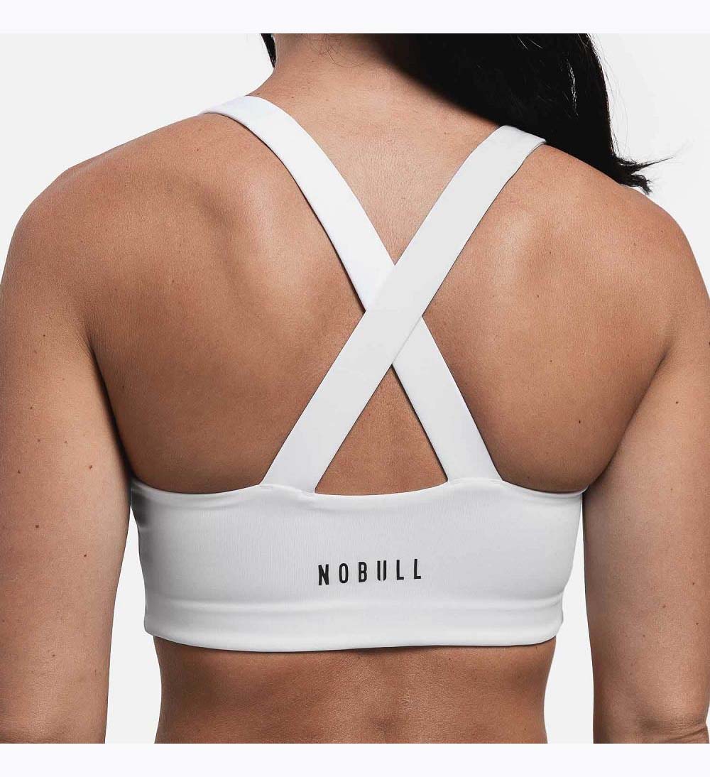 Women NOBULL Sleek Crossback (D-DD) Sports Bra White | RUMXW-7431