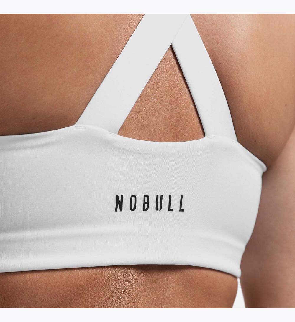 Women NOBULL Sleek Crossback (D-DD) Sports Bra White | RUMXW-7431