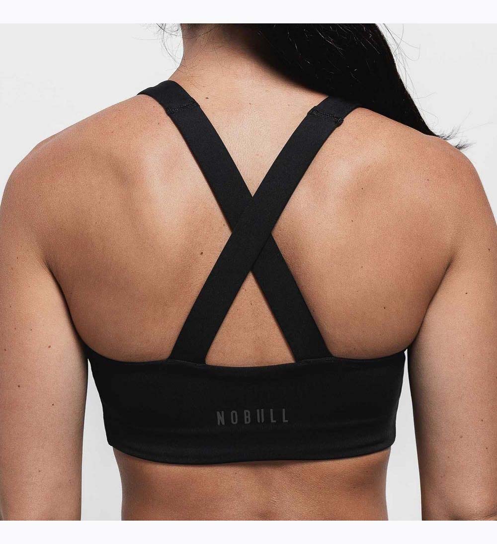 Women NOBULL Sleek Crossback (D-DD) Sports Bra Black | ZIMBF-6029