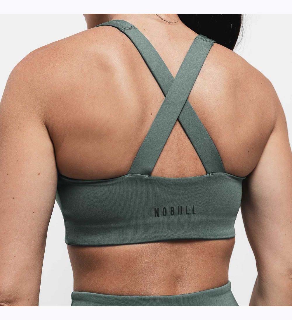 Women NOBULL Sleek Crossback (D-DD) Sports Bra Dark Grey | SREZK-8307