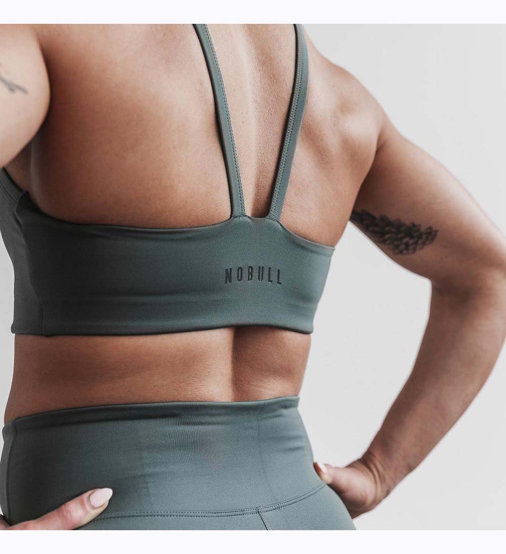 Women NOBULL Sleek V-Back (A-C) Sports Bra Dark Grey | ESDGM-3581