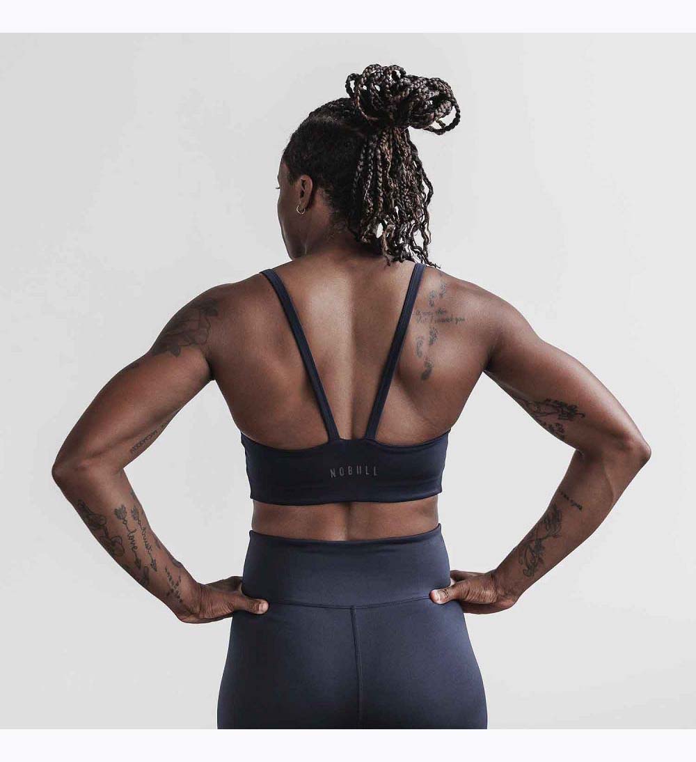 Women NOBULL Sleek V-Back (A-C) Sports Bra Night Navy | DQKBW-5708