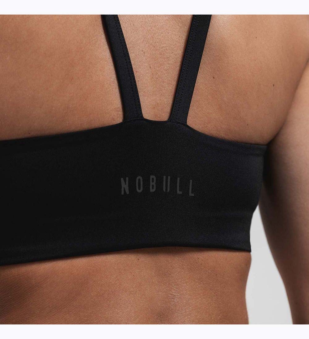 Women NOBULL Sleek V-Back (D-DD) Sports Bra Black | TNUGP-0692