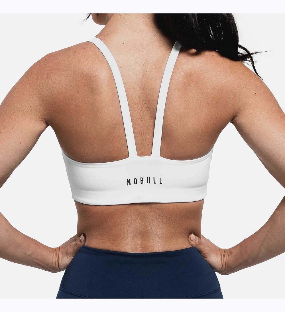 Women NOBULL Sleek V-Back (D-DD) Sports Bra White | FLXIJ-6139