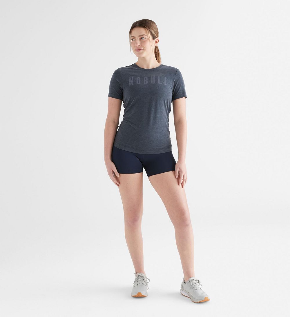 Women NOBULL T-Shirt Navy | MYOSC-7342