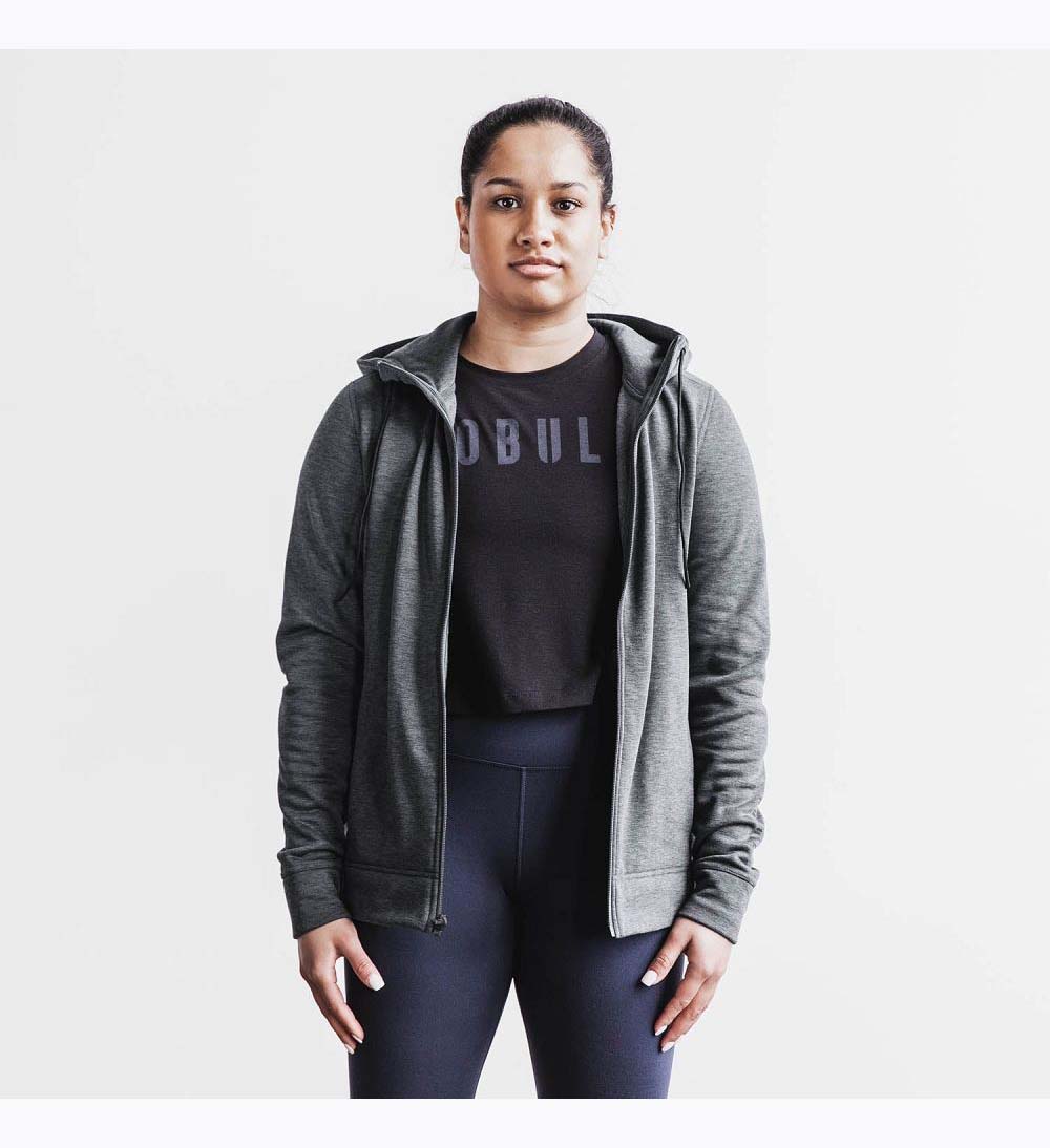 Women NOBULL Zip-Up Jacket Charcoal | ETZWF-2086