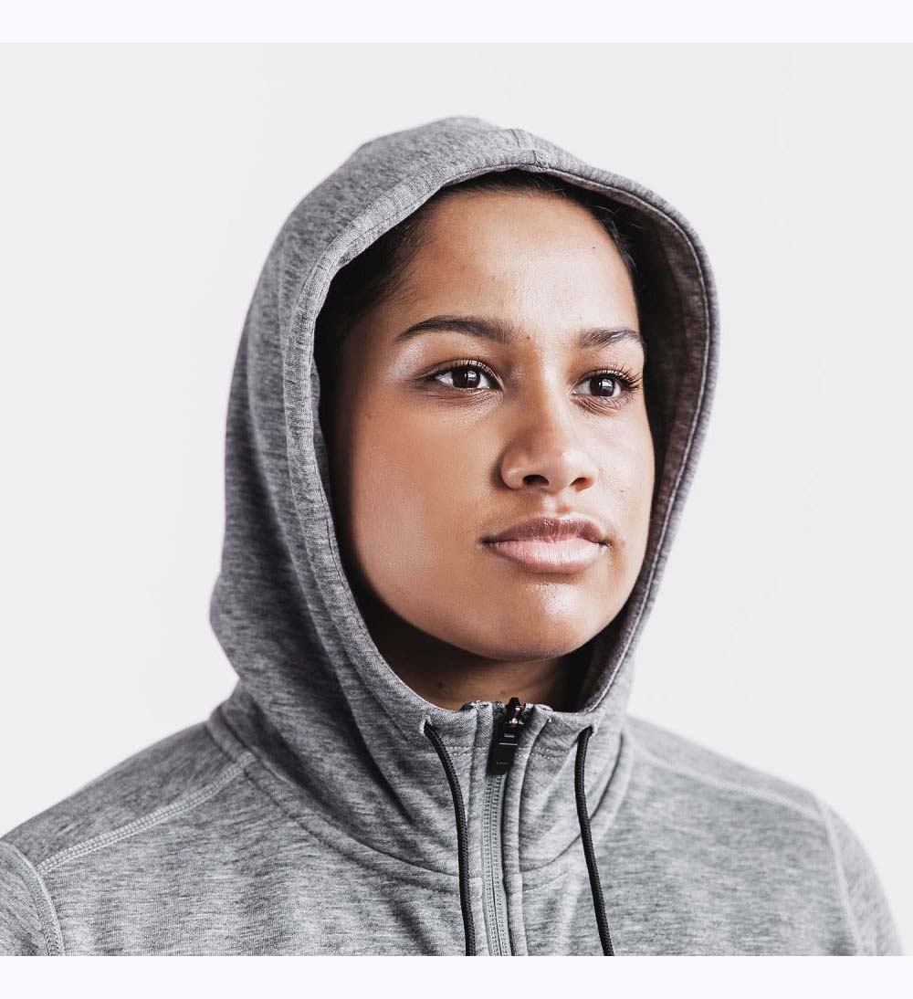 Women NOBULL Zip-Up Jacket Heather Grey | QXPAD-1290