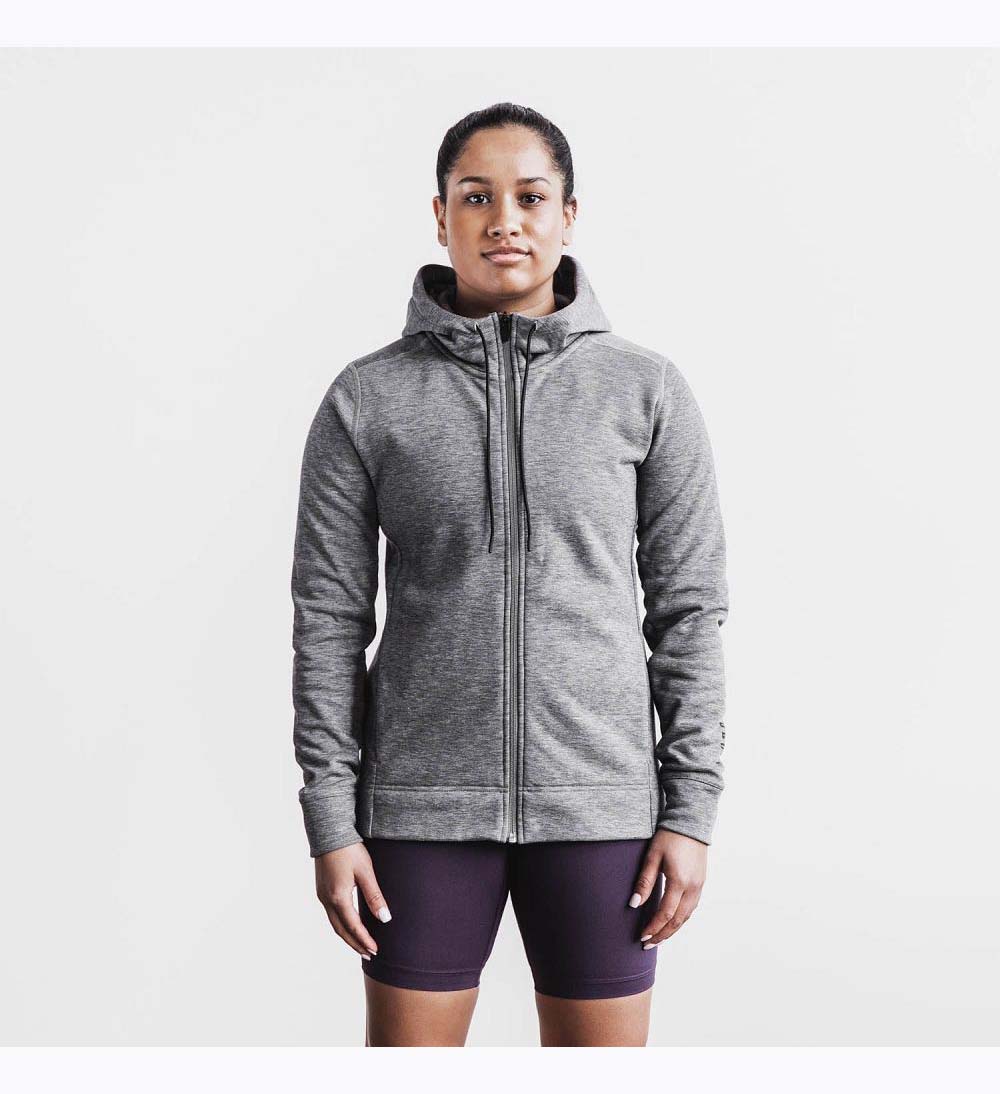 Women NOBULL Zip-Up Jacket Heather Grey | QXPAD-1290